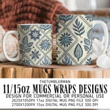 Vintage Indigo Tile Digital Design Size Bundle Png thumbnail 4