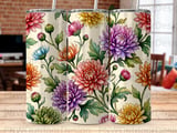 Faux Gold Chrysanthemum Tumbler Wrap PNG | Watercolor Floral Sublimation Design for 20oz Skinny Tumbler Seamless Digital File thumbnail 8