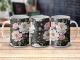 Quilled Floral Mug Wrap Sublimation Digital Download for 11oz 15oz Mugs, Elegant Peony Rose Flower Craft Design Template, Gift for Her thumbnail 7