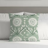 Floral Blanket,Pillow, Green and White Flower Design, Botanical Pattern Home Decor, Decorative Pillow Blanket Gift, Floral Print Blanket thumbnail 6
