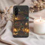Fantasy Bookshelf Tough Phone Case, Dark Academia Dragon Bookish Cover, Magic Crystal Library Phone Case, Gift for Book Lover Gamer thumbnail 3