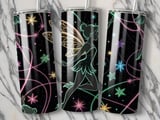 Fairy Tumbler Wrap Digital, Glow In The Dark Stars 20oz Skinny Seamless Tumbler Design, Magical Girl Tumbler Sublimation, Neon Stars Galaxy thumbnail 2