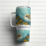 Pufferfish Ocean Tumbler Wrap Digital Design 40oz | Seamless Distressed Marine Life Sublimation PNG for Tapered Tumbler thumbnail 16