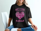 Pickleball Comfort Colors Shirt, Just A Girl Who Loves Pickleball, Cute Pink Heart Vintage Graphic Tee thumbnail 1