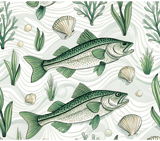 Digital Fish Pattern, Fishing Fabric Pattern, Seafood Digital Download, Ocean Pattern, Sea Life, Scrapbooking Paper, Digital Bundle Pattern thumbnail 8