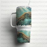 Cuttlefish Sublimation Wrap 40oz Tumbler Digital Design, Ocean Life Seamless PNG, Marine Animal Under Sea Art Distressed Wrap thumbnail 16