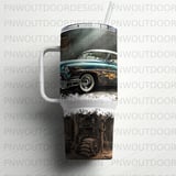 Vintage Car Distressed 40oz Tumbler Sublimation Wrap PNG | Retro Garage Hot Rod Digital Design for Men thumbnail 11