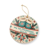 Baby First Christmas Ornament Personalized, Retro 1st Xmas Keepsake Bauble for Newborn Boy Girl, Custom Baby Booties Holiday Tree Decor thumbnail 5