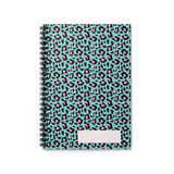 Vibrant Teal Pink Leopard Print Backpack, Aesthetic Animal Pattern School Bag, Custom Spiral Notebook Set thumbnail 4