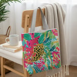 Vibrant Tropical Leopard Floral Tote Bag & Phone Case, Preppy Summer Beach Bag, Colorful Abstract Pattern Accessory Gift thumbnail 3