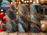 20 oz Tumbler Wrap, Teal Gold Marble Sublimation Design, Skinny Tumbler, Straight Tapered Digital Download, Tumbler png, Tumbler Design thumbnail 2