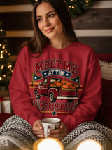 Meet Me At The Pumpkin Patch Sweatshirt, Retro Fall Truck Hoodie, Vintage Autumn Graphic Tote Bag, Cozy Country Farmhouse Fall Outfit thumbnail 1