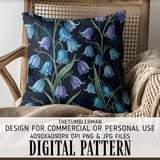 Bluebell Flower Tumbler, Digital Download, Watercolor Floral, Scrapbook Paper, Floral Junk Journal, Dark Bluebell, Tumbler Design PNG thumbnail 5