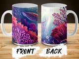 Vibrant Deep Sea Squid Mug Sublimation Wrap Digital Download - Fantasy Ocean Creature Coral Reef Art for 11oz & 15oz Cup Designs thumbnail 9