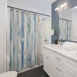 Coastal Serenity Watercolor Shower Curtain thumbnail 3
