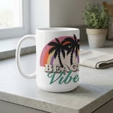 Retro Beach Vibes  Mug, Groovy Summer Palm Tree Rainbow, Aesthetic Coastal Boho  for Vacation Lover thumbnail 2