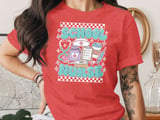 School Nurse T-Shirt: Retro Bubble Letters, Medical Stethoscope, Coffee Cup Design thumbnail 3