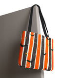 Spooky Bat & Star Grunge Stripe Phone Case, Halloween Aesthetic Tote Bag, Orange and Black Witchy Phone Cover thumbnail 9