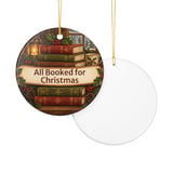 All Booked for Christmas Ornament, Book Lover Christmas Ornament, Bookish Holiday Decor, Cozy Reader Gift, Librarian Book Club Gift thumbnail 5
