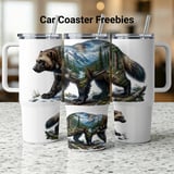 Wolverine Tumbler Wrap 40oz Sublimation Digital Design | Mountain Wildlife Tumbler PNG | Nature Outdoorsy Animal Wrap File for Men thumbnail 1