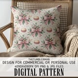 Digital Pattern, Macarons and Bows, Seamless Repeat Pattern, Digital Bundle, Food and Floral Pattern, Commercial Use, Graphic Design thumbnail 5