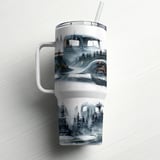40oz Tumbler Wrap PNG Digital, Vintage Truck Sublimation Design, Misty Forest Landscape, Classic Car & Pine Tree Road Art for Dad Gift thumbnail 10