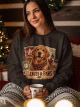 Golden Retriever Fall Sweatshirt, Leaves and Paws Vintage Dog Hoodie, Autumn Dog Mom Crewneck, Cozy Pumpkin Pet Lover Tote Bag Gift thumbnail 6
