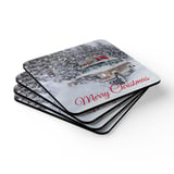 Grand Wagoneer Corkwood Coaster Set, Merry Christmas The Waggy, Snowy Winter Car Coasters, Car Lover Gift, Gift for Wagoneer Fan thumbnail 2