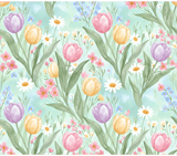 Digital Bundle Pattern, Floral Digital Paper, Seamless Floral Pattern, Watercolor Flower Pattern, Tulips, Daisies Digital, Commercial Use thumbnail 8