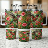 Hummingbird & Trumpet Flower 40oz Tumbler Wrap Design | Floral Bird Sublimation Digital File | Nature Lover Gift thumbnail 1