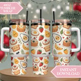 Digital Food Pattern, Digital Breakfast Pattern, Cute Food Illustration, Digital Seamless Pattern, Food Clipart, Digital Bundle Pattern thumbnail 10
