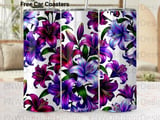 Purple Lily Tumbler PNG for 20oz Skinny Sublimation, Seamless Floral Digital Wrap, Tapered Design, Car Coaster PNG Included thumbnail 1