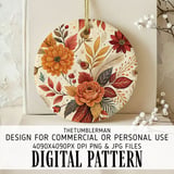 Autumn Flowers Tumbler Design, Digital Download, Fall Floral PNG, Junk Journal Paper, Watercolor Backgrounds, Scrapbooking Paper thumbnail 3