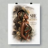 Black Woman Ancestry Wall Art Poster, She Comes From Greatness Framed Poster, African Matriarch Heritage Decor, Empowering Melanin Art thumbnail 8