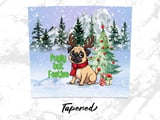 Christmas Pug 20oz. Tumbler Wrap, Funny Holiday Dog Tumbler Design, Reindeer Antlers Pug, Festive Animal Lover Gift, Winter Scene thumbnail 6