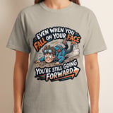 Motivational T-Shirt for Resilience | Funny Fall On Your Face Still Going Forward Graphic Tee | Encouragement Gift thumbnail 9