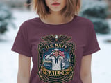 U.S. Navy Sailor T-Shirt, Patriotic American Military Veteran Gift, Honor Courage Commitment Naval Force Tee, Proud Service Member Apparel thumbnail 3