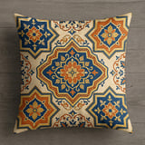 Moroccan Tile Pillow Cover, Blue Orange Medallion Cushion Case, Boho Eclectic Home Decor Accent Pillow Case thumbnail 9