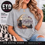 Vintage Black Cat PNG Celestial Moon Halloween Graphic, Whimsigoth Autumn Pumpkin Witchy Clipart, A Little Mystery Never Hurt Fall Design thumbnail 13