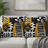 Abstract Floral Velveteen Blanket, Boho Black White Yellow Throw Pillow, Modern Botanical Woven Blanket, Eclectic Art Decor Gift Idea thumbnail 7