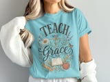 Teach with Grace T-Shirt for Teachers, Floral Christian Educator Gift, Vintage Whimsical Back to School Tee thumbnail 11