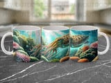 Sea Turtle Mug Sublimation Wrap, Underwater Ocean Life 11oz 15oz Design, Vibrant Coral Reef Marine Turtle Digital thumbnail 11