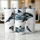 Orca Ocean Coastal Tumbler Wrap Design 40oz, Whales Killer Whale Nature Sea Digital Sublimation File thumbnail 9