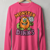 Pickleball Sport-Tek Long Sleeve Tee, Monster Dinks Funny Paddle Art, UV Morning Sun Shield Shirt thumbnail 2