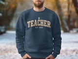 Male Teacher Shirt Est 2026 Vintage Varsity Sweatshirt, New Future Male Educator Hoodie, First Year Teacher Appreciation Gift for Him thumbnail 5