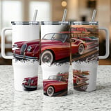 40oz Tumbler Wrap PNG Classic Car Retro Diner Route 66 Vintage Auto Digital Design for Car Lovers, Instant Download File thumbnail 5