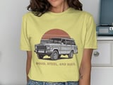 Wood Steel Soul T-Shirt, Classic Car, Vintage Wagon, Retro Automotive Tee, Grand Wagoneer Shirt, Offroad Vehicle Shirt, Car Lover Gift thumbnail 4