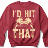 Pickleball Gildan Crewneck Sweatshirt, I'd Hit That, Court Warm Up thumbnail 5