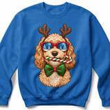 Goldendoodle Christmas Reindeer Antlers Sunglasses Candy Cane Bow Tie Holiday Dog Graphic Standard T-Shirts thumbnail 12