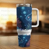 Deep Sea Ocean Tumbler Wrap Digital Design 40oz | Marine Life Sublimation PNG | Under The Sea Seamless Tumbler File thumbnail 4